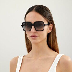 Saint Laurent SL174 001 Sunglasses Black Square Frame, Grey Lenses